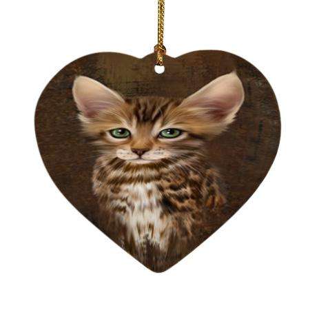Rustic Bengal Cat Heart Christmas Ornament HPOR54410