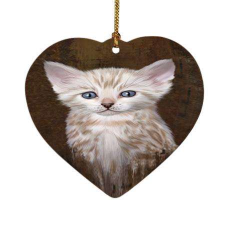 Rustic Bengal Cat Heart Christmas Ornament HPOR54412