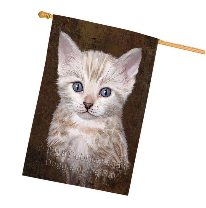 Rustic Bengal Cat House Flag FLG54610