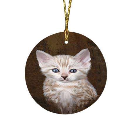 Rustic Bengal Cat Round Flat Christmas Ornament RFPOR54403