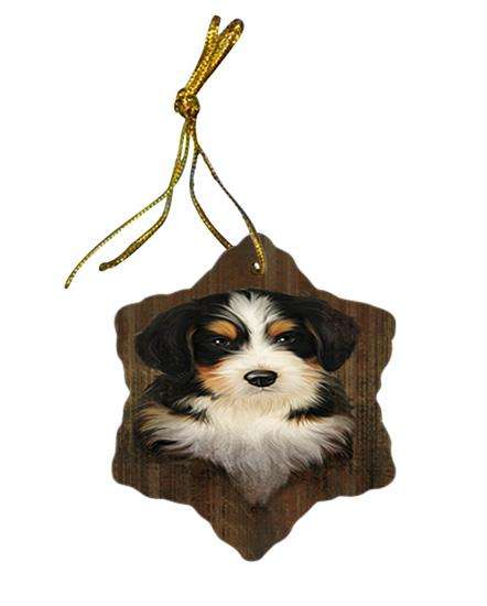 Rustic Bernedoodle Dog Star Porcelain Ornament SPOR50323