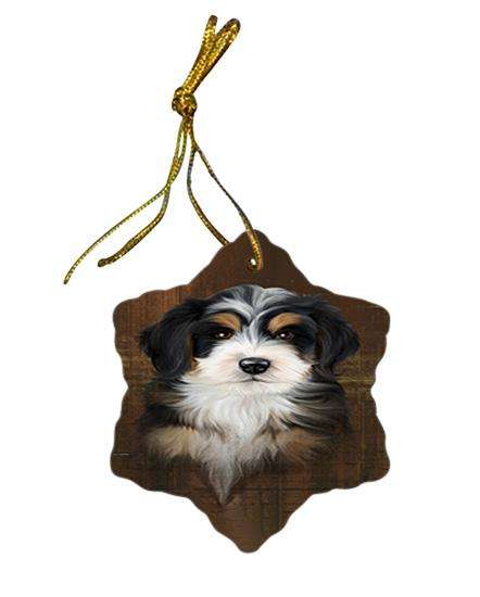 Rustic Bernedoodle Dog Star Porcelain Ornament SPOR50324