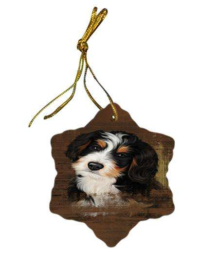 Rustic Bernedoodle Dog Star Porcelain Ornament SPOR50325