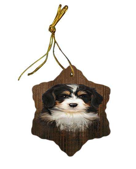 Rustic Bernedoodle Dog Star Porcelain Ornament SPOR50326