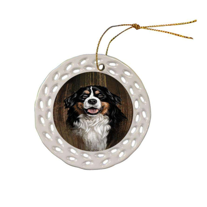 Rustic Bernese Mountain Dog Ceramic Doily Ornament DPOR50335