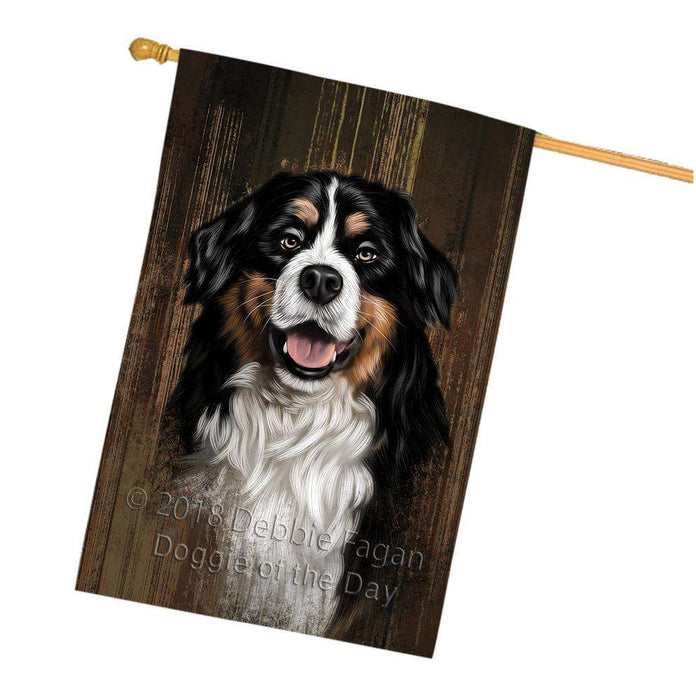 Rustic Bernese Mountain Dog House Flag FLG50358