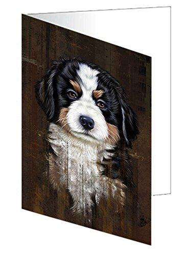 Rustic Bernese Mountain Puppy Handmade Artwork Assorted Pets Greeting Cards and Note Cards with Envelopes for All Occasions and Holiday Seasons GCD49184