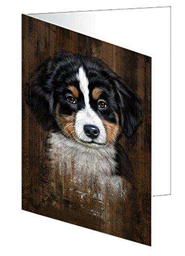 Rustic Bernese Mountain Puppy Handmade Artwork Assorted Pets Greeting Cards and Note Cards with Envelopes for All Occasions and Holiday Seasons GCD49187