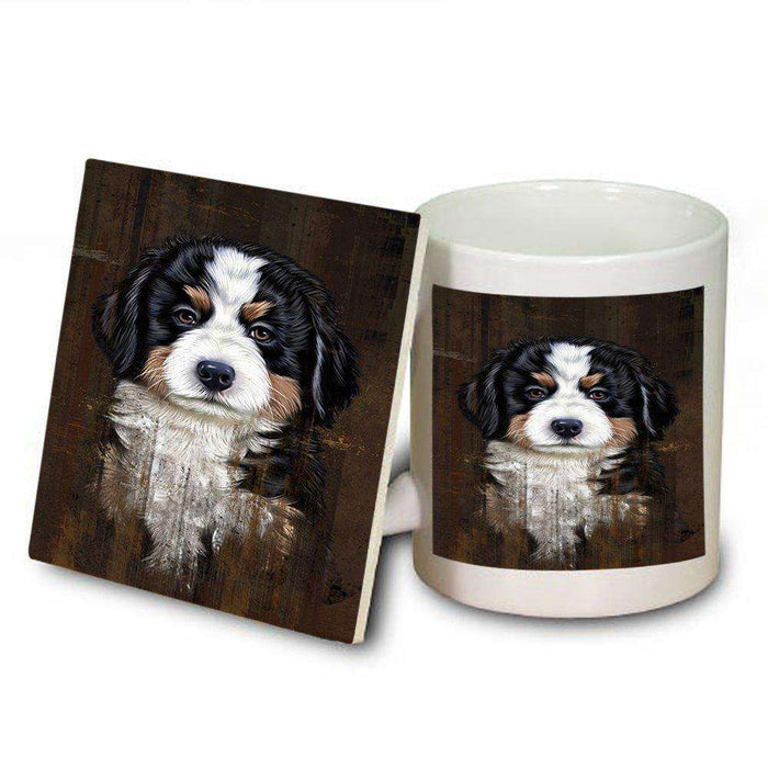 Rustic Bernese Mountain Puppy Mug and Coaster Set MUC48193