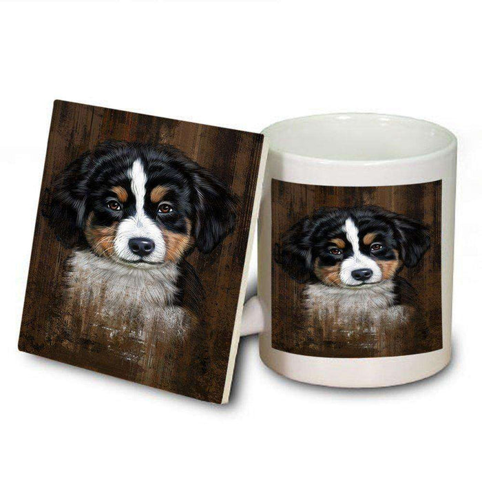Rustic Bernese Mountain Puppy Mug and Coaster Set MUC48194