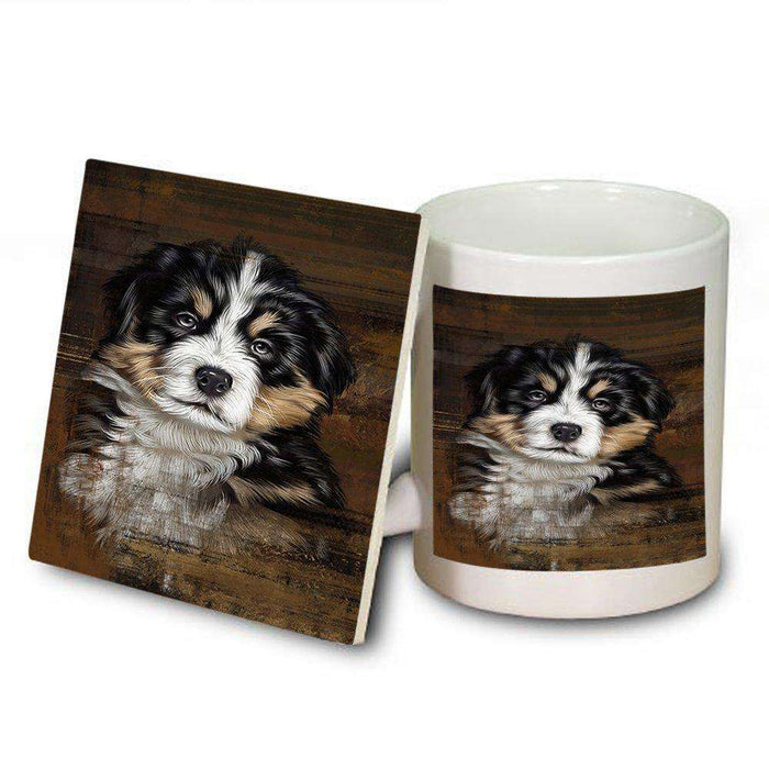 Rustic Bernese Mountain Puppy Mug and Coaster Set MUC48195