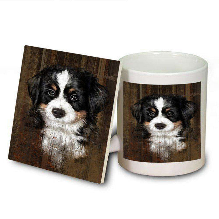 Rustic Bernese Mountain Puppy Mug and Coaster Set MUC48196