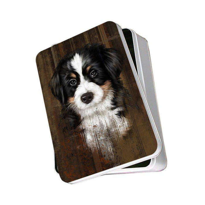Rustic Bernese Mountain Puppy Photo Storage Tin PITN48213