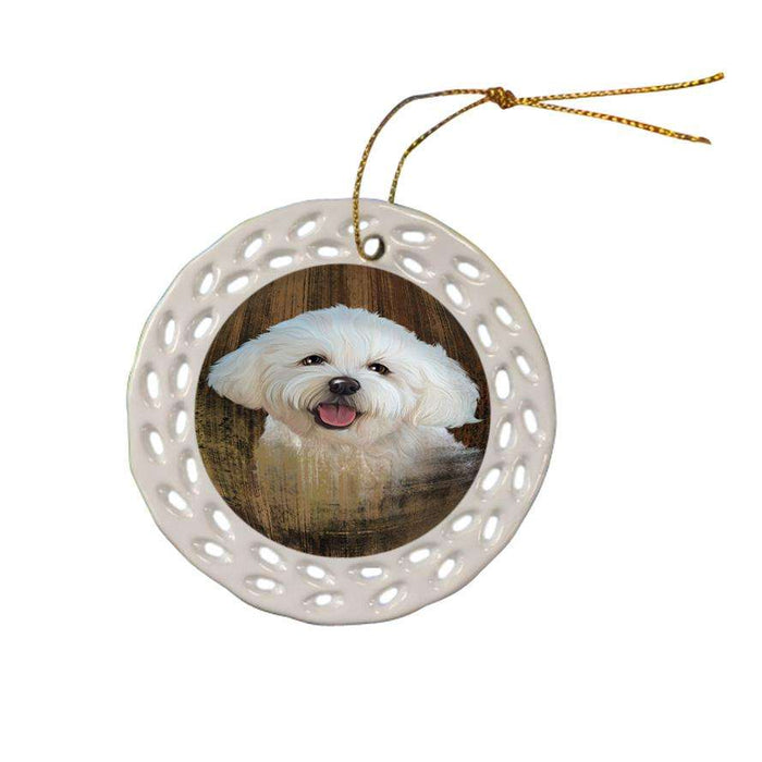 Rustic Bichon Frise Dog Ceramic Doily Ornament DPOR50339