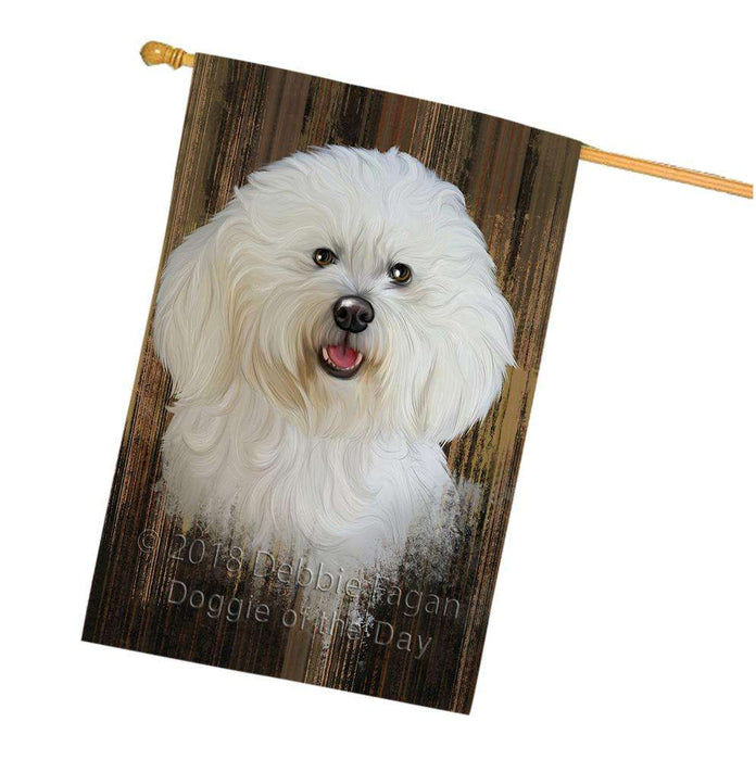 Rustic Bichon Frise Dog House Flag FLG50359