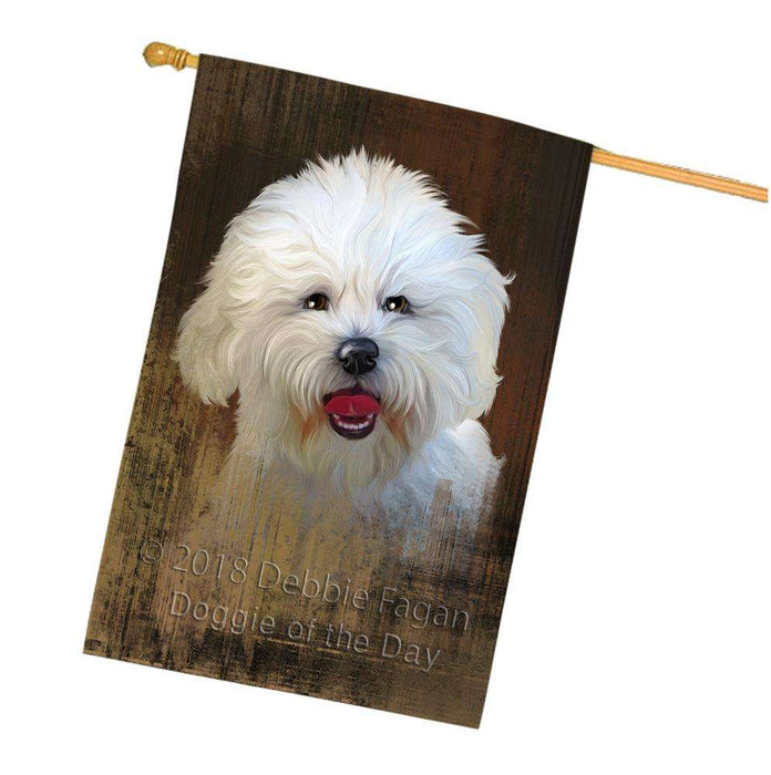 Rustic Bichon Frise Dog House Flag FLG50360