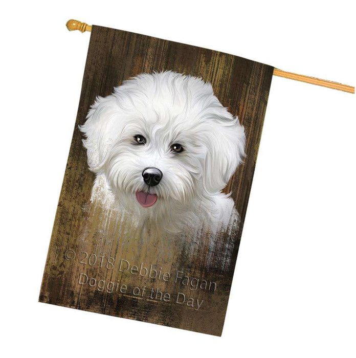 Rustic Bichon Frise Dog House Flag FLG50361