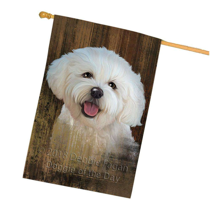 Rustic Bichon Frise Dog House Flag FLG50362