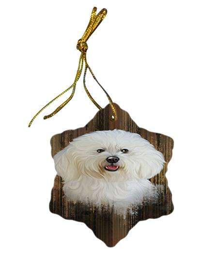 Rustic Bichon Frise Dog Star Porcelain Ornament SPOR50328