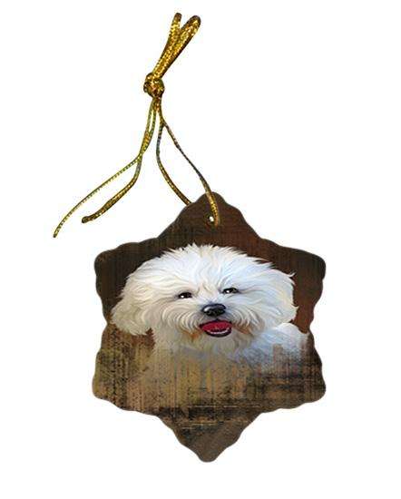 Rustic Bichon Frise Dog Star Porcelain Ornament SPOR50329