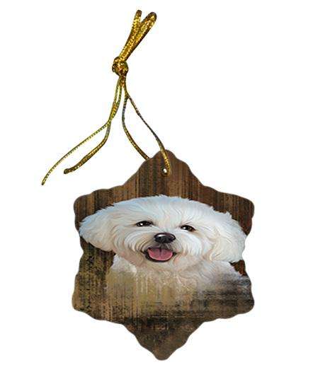 Rustic Bichon Frise Dog Star Porcelain Ornament SPOR50331