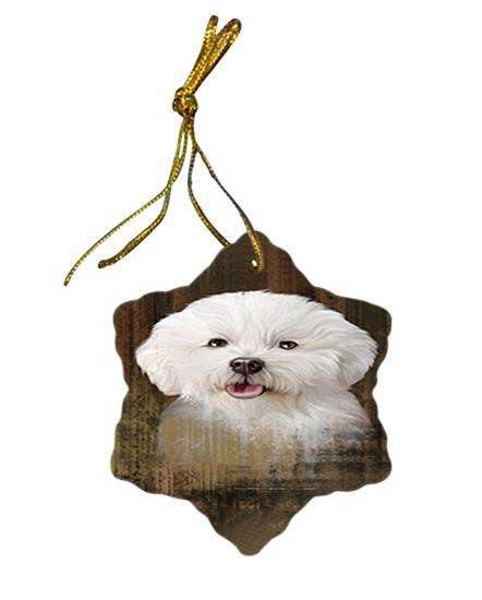 Rustic Bichon Frise Dog Star Porcelain Ornament SPOR50332