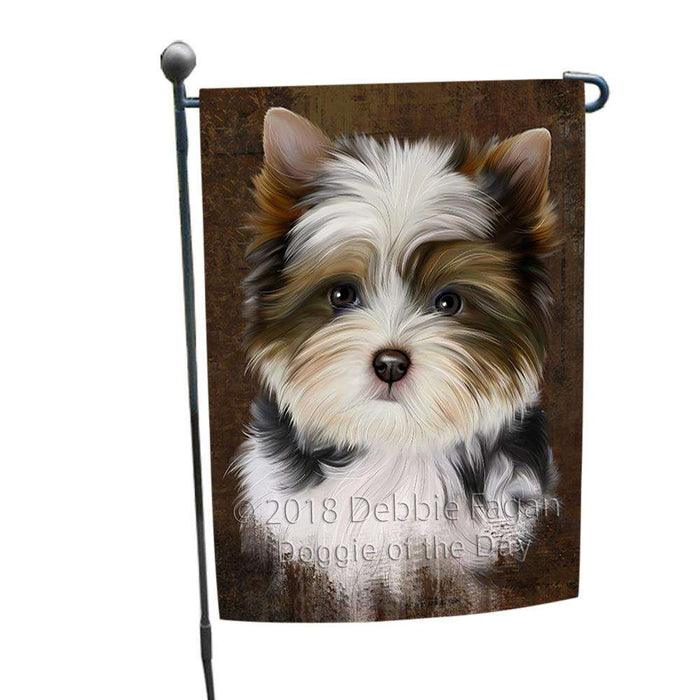 Rustic Biewer Terrier Dog Garden Flag GFLG54476