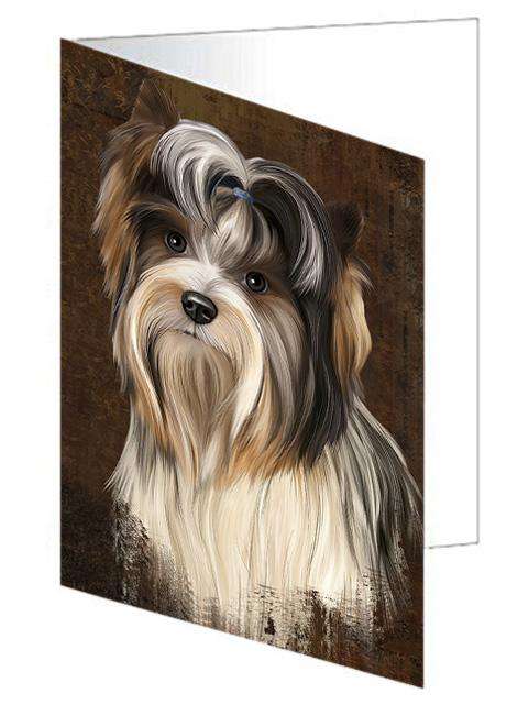Rustic Biewer Terrier Dog Handmade Artwork Assorted Pets Greeting Cards and Note Cards with Envelopes for All Occasions and Holiday Seasons GCD67268