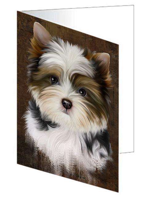 Rustic Biewer Terrier Dog Handmade Artwork Assorted Pets Greeting Cards and Note Cards with Envelopes for All Occasions and Holiday Seasons GCD67271