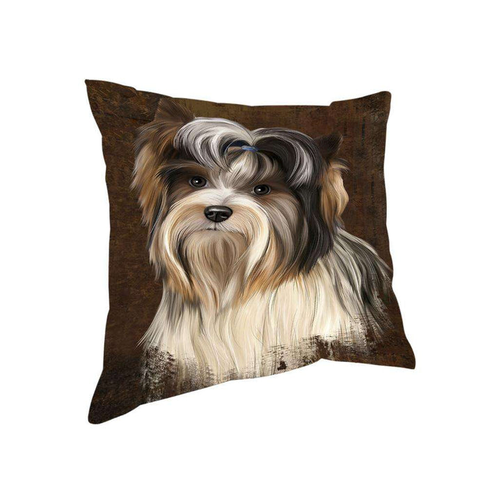 Rustic Biewer Terrier Dog Pillow PIL74276