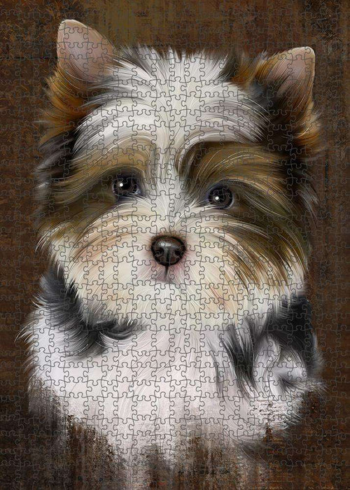 Rustic Biewer Terrier Dog Puzzle with Photo Tin PUZL84812