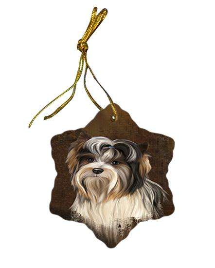 Rustic Biewer Terrier Dog Star Porcelain Ornament SPOR54404