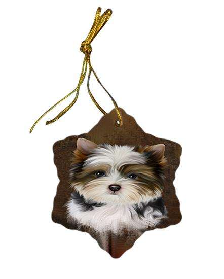 Rustic Biewer Terrier Dog Star Porcelain Ornament SPOR54405