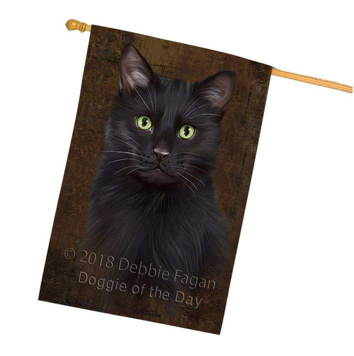 Rustic Black Cat House Flag FLG54613