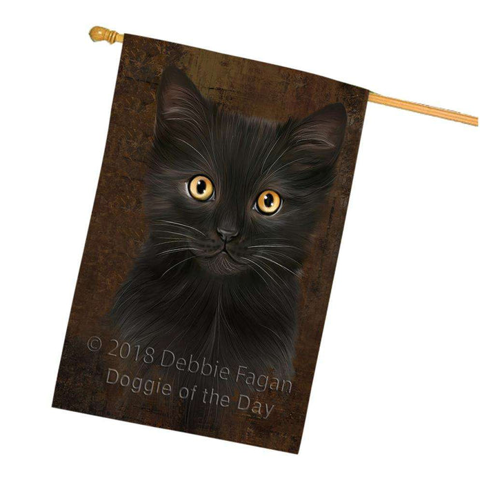 Rustic Black Cat House Flag FLG54614