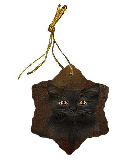 Rustic Black Cat Star Porcelain Ornament SPOR54407