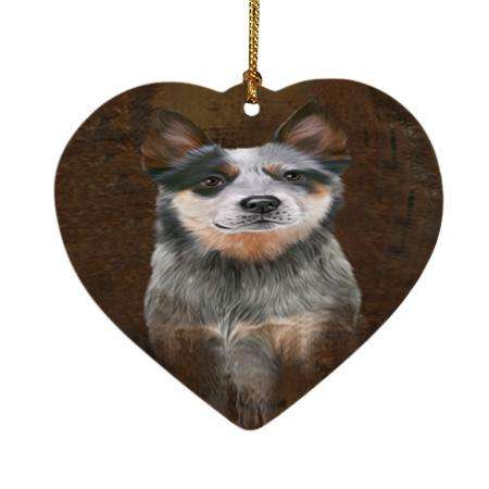 Rustic Blue Heeler Dog Heart Christmas Ornament HPOR54417