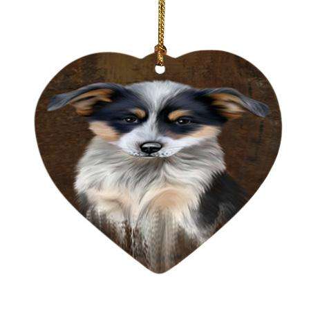 Rustic Blue Heeler Dog Heart Christmas Ornament HPOR54418