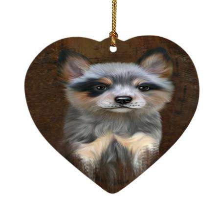 Rustic Blue Heeler Dog Heart Christmas Ornament HPOR54419