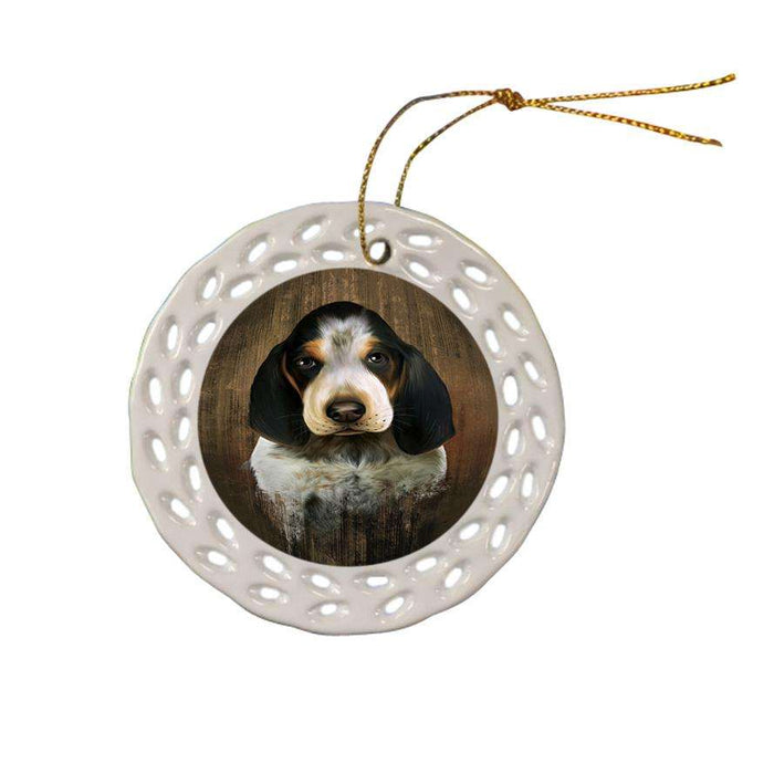 Rustic Bluetick Coonhound Dog Ceramic Doily Ornament DPOR50344