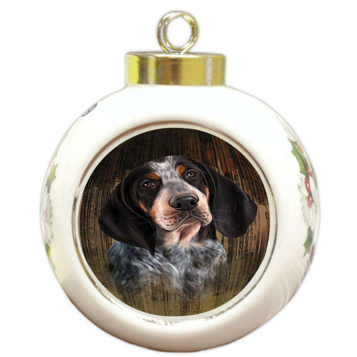 Rustic Bluetick Coonhound Dog Round Ball Christmas Ornament RBPOR50341