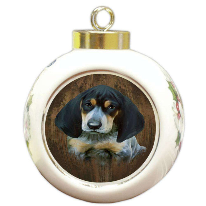 Rustic Bluetick Coonhound Dog Round Ball Christmas Ornament RBPOR50342