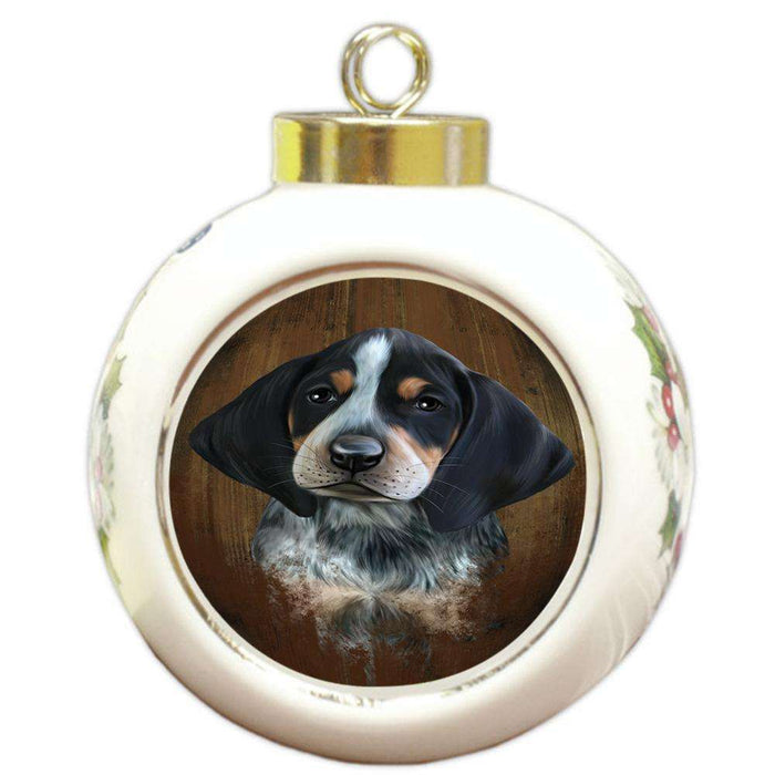 Rustic Bluetick Coonhound Dog Round Ball Christmas Ornament RBPOR50343