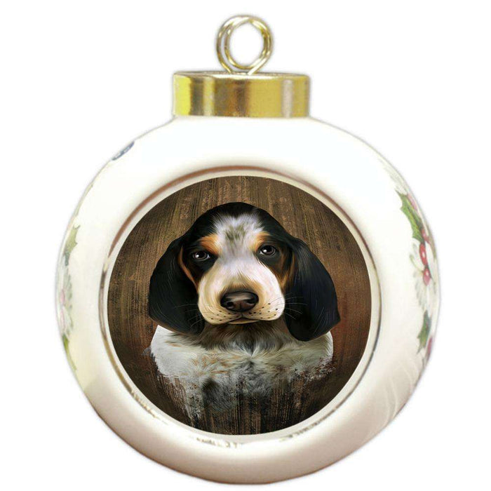 Rustic Bluetick Coonhound Dog Round Ball Christmas Ornament RBPOR50344