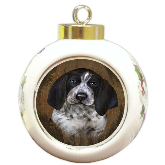 Rustic Bluetick Coonhound Dog Round Ball Christmas Ornament RBPOR50345