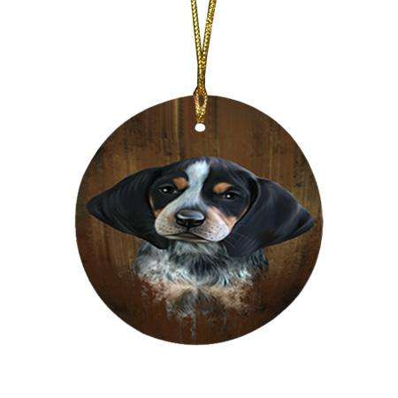 Rustic Bluetick Coonhound Dog Round Flat Christmas Ornament RFPOR50334