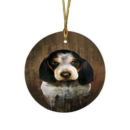 Rustic Bluetick Coonhound Dog Round Flat Christmas Ornament RFPOR50335
