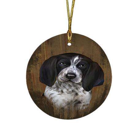Rustic Bluetick Coonhound Dog Round Flat Christmas Ornament RFPOR50336