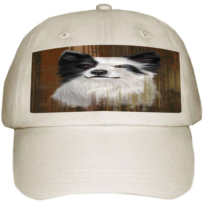 Rustic Border Collie Dog Ball Hat Cap HAT54789