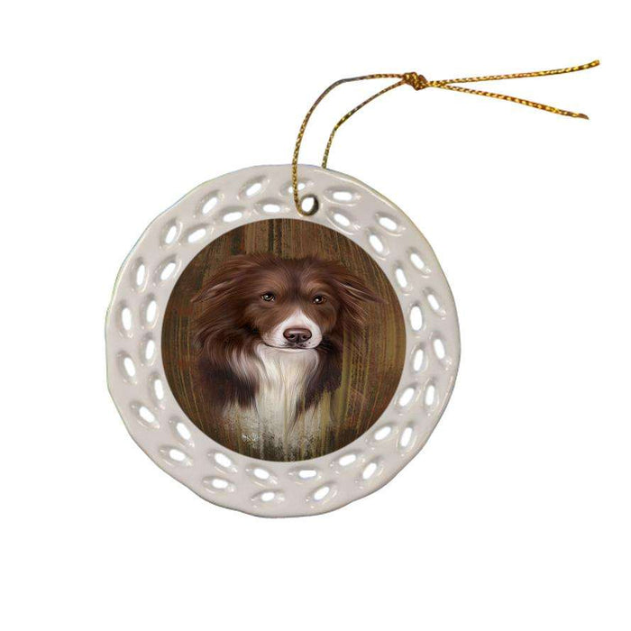 Rustic Border Collie Dog Ceramic Doily Ornament DPOR50526
